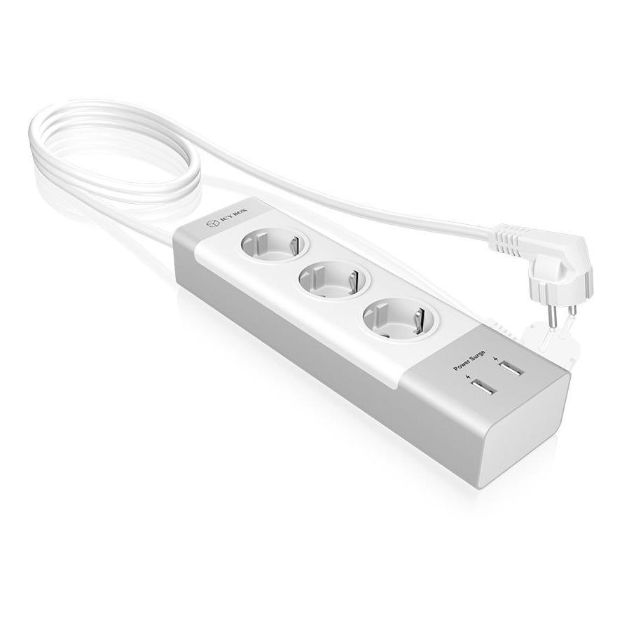 Listwa zasilająca Icy Box ICY BOX przeciwprzepięciowa 3 gniazd 1.5 m biała (IB-CB004-S) 1