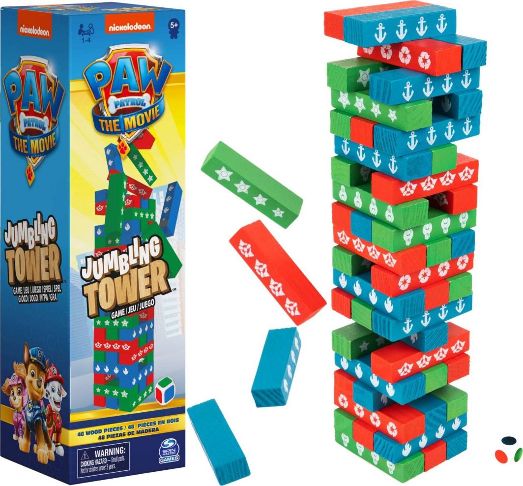Spin Master Psi Patrol Movie Jenga gra tańcząca wieża drewniana 1