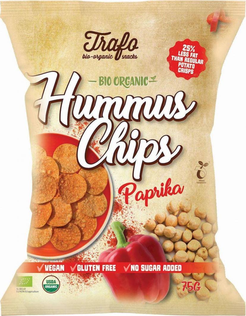 TRAFO (chipsy warzywne i ziemniaczne) CHIPSY Z CIECIERZYCY O SMAKU PAPRYKOWYM BEZGLUTENOWE BIO 75 g - TRAFO 1