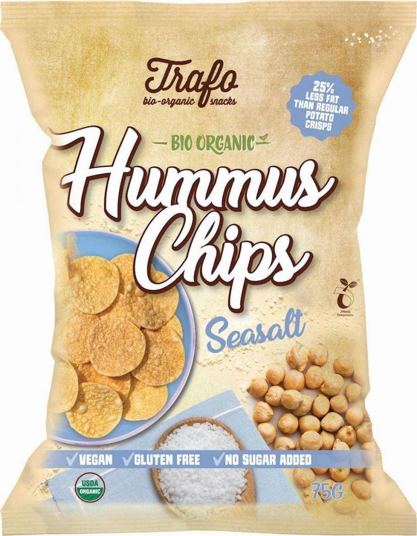 TRAFO (chipsy warzywne i ziemniaczne) CHIPSY Z CIECIERZYCY Z SOLĄ MORSKĄ BEZGLUTENOWE BIO 75 g - TRAFO 1