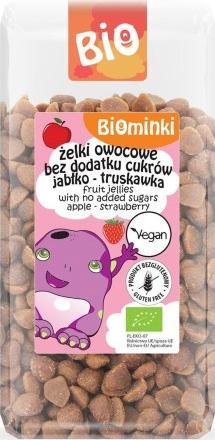 BIOMINKI (przekąski dla dzieci) Żelki owocowe bez dodatku cukrów JABŁKO-TRUSKAWKA bezglutenowe BIO 400 g Biominki 1