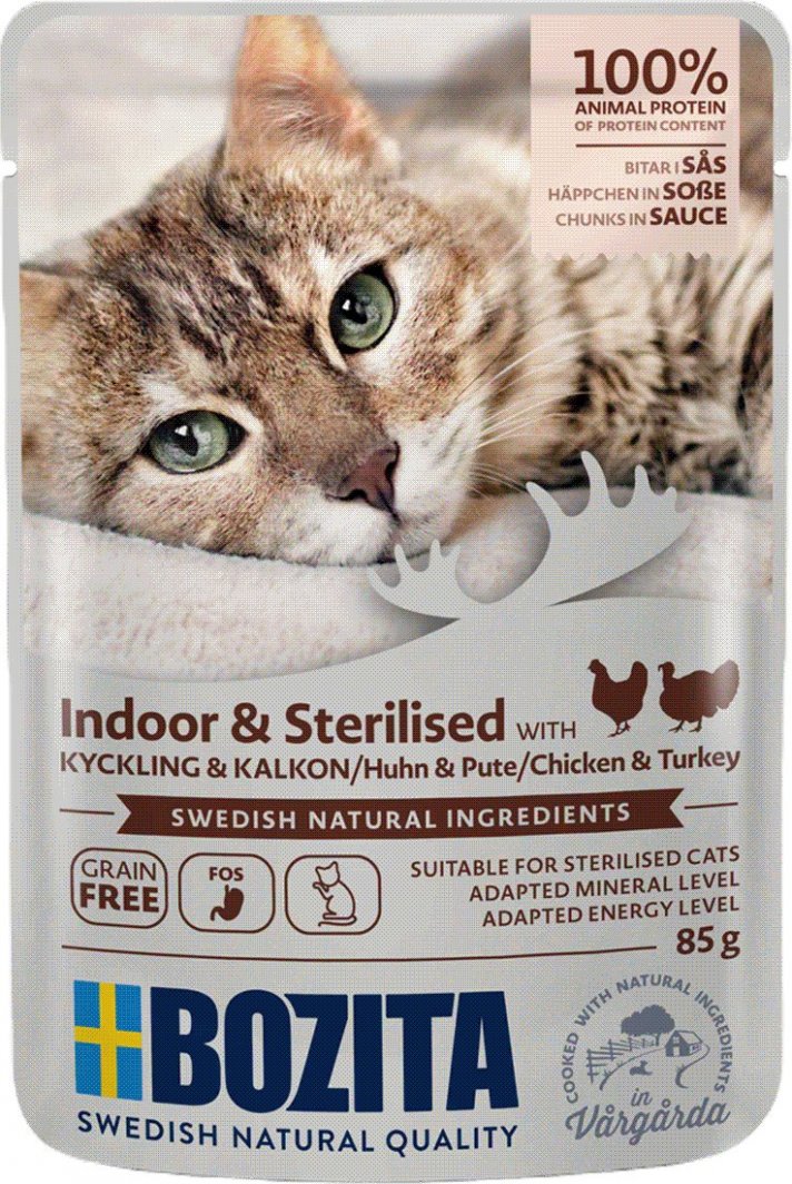 Bozita BOZITA KOT INDOOR and STERILISED KURCZAK/INDYK SASZETKA 85G 3640 1