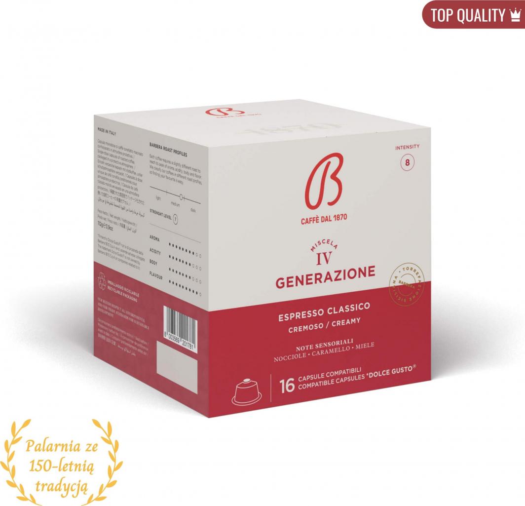 B Caffe dal 1870 Kapsułki do Dolce Gusto* 16 szt. IV GENERAZIONE - receptura pokolenia IV - B Caffe dal 1870 1
