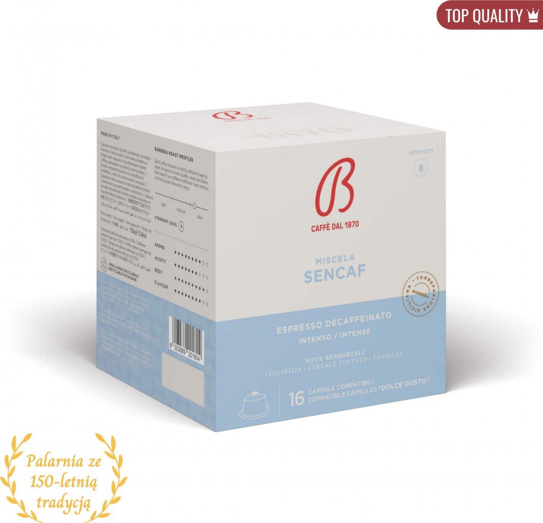 B Caffe dal 1870 Kapsułki do Dolce Gusto* 16 szt. SENCAF - bezkofeinowa - B Caffe dal 1870 1
