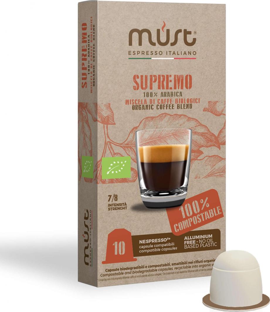 MUST Kapsułki do Nespresso* 10 szt. SUPREMO - najwyższej klasy bio - Must Espresso 1