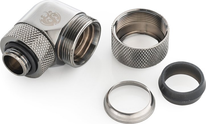 BitsPower Bitspower Advanced Multi-Link Adapter Anschluss 90 Grad G1/4 Zoll AG auf 16mm AD Hardtube - drehbar, schwarz