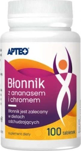 SYNOPTIS PHARMA SP. Z O.O. Apteo Błonnik z ananasem i chromem, 100 tabletek - Długi termin ważności! 1