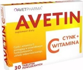 Avetin Cynk + Witamina C, 30 tabletek - Długi termin ważności! 1