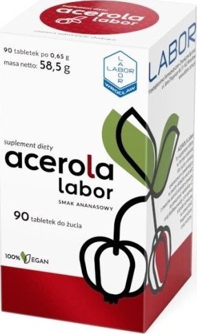 Labor Labor, Acerola, 90 tabletek do żucia - Długi termin ważności! 1