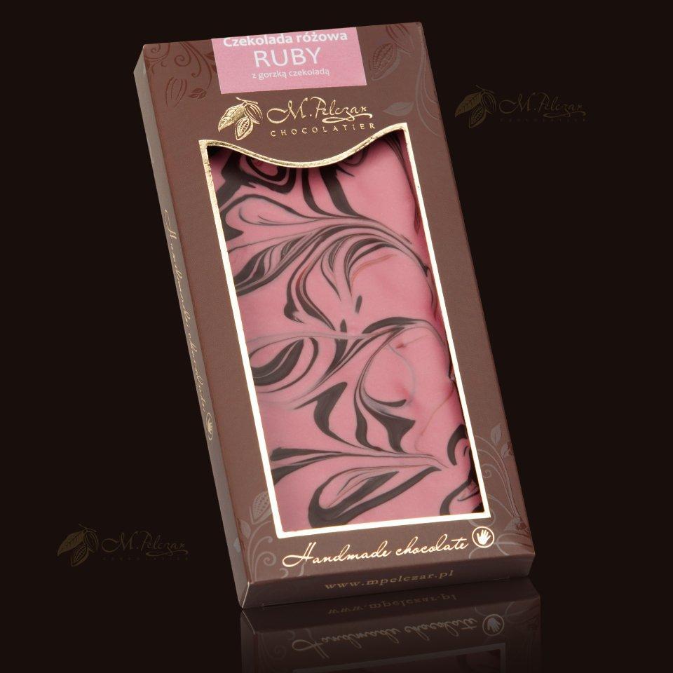 M.Pelczar Chocolatier Czekolada różowa RUBY z gorzką czekoladą 1