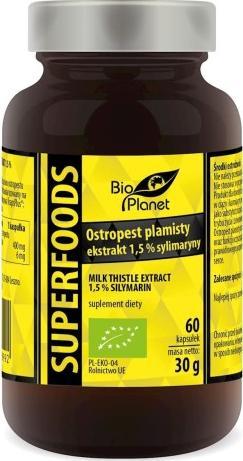 BIO PLANET - seria SUPERFOODS OSTROPEST PLAMISTY EKSTRAKT BIO 60 KAPSUŁEK (406 mg) - BIO PLANET 1