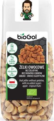 BIOGOL Żelki Owocowe Bez Żelatyny, Bez Dodatku Cukrów Jabłko - Owoce Egzotyczne Bezglutenowe Bio 90 G - Biogol 1