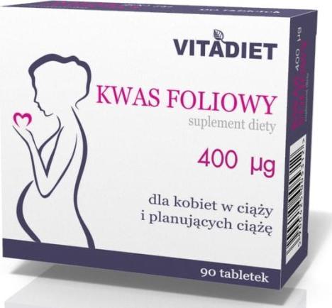 Vitadiet Vitadiet Kwas Foliowy 400Mcg 90 T. Dla Ciężarnych 1