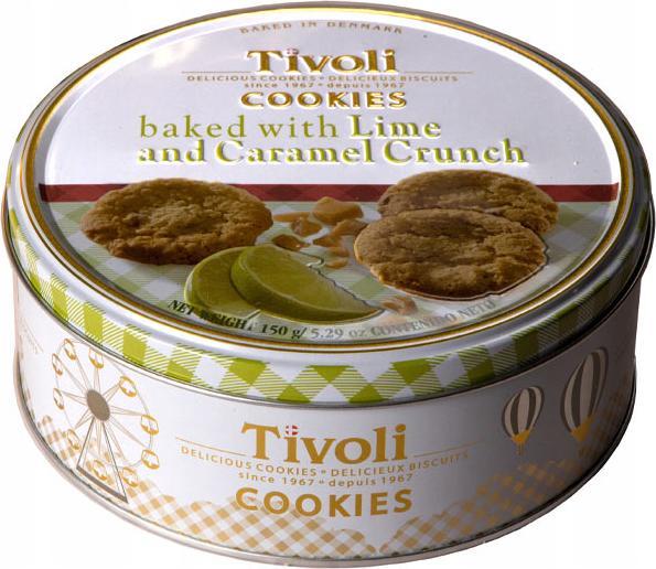 Tivoli Duńskie Ciasteczka Maślane z Limonką i Karmelem w Ozdobnej Metalowej Puszce "Butter Cookies Lime & Caramel" 150g Tivoli 1