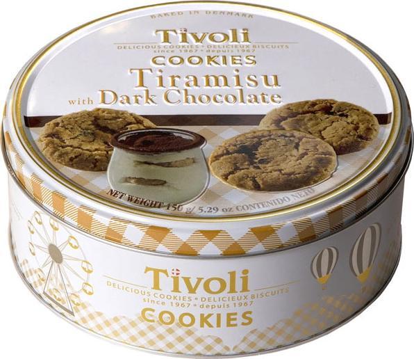 Tivoli Duńskie Ciasteczka Maślane o Smaku Tiramisu w Ozdobnej Metalowej Puszce "Butter Cookies Tiramisu" 150g Tivoli 1