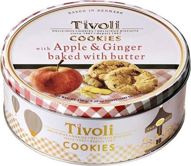 Tivoli Duńskie Ciasteczka Maślane z Jabłkiem i Imbirem w Ozdobnej Metalowej Puszce "Butter Cookies Apple & Ginger" 150g Tivoli 1