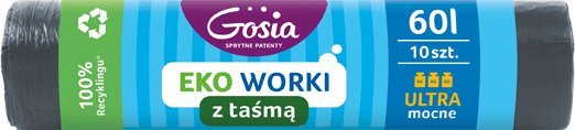 Politan Gosia Gosia Worki Na Śmieci Eko Z Taśmą 60l 10szt Grafit 6731.. 1