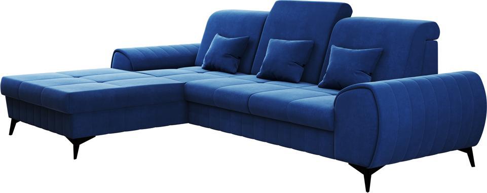 Selsey SELSEY Narożnik z funkcją spania Forsivo granatowy aksamit