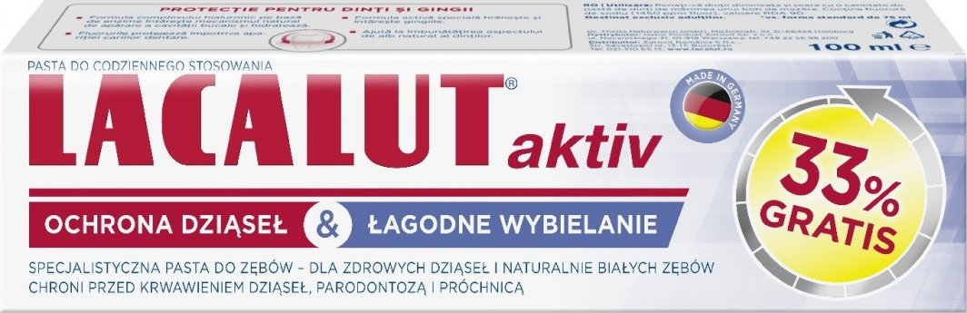 Lacalut  Lacalut Pasta do zębów - ochrona dziąseł & aktywne wybielanie (+33%) 100ml 1