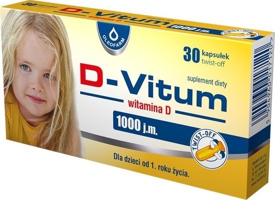 Oleofarm D-Vitum Witamina D 1000j.m., 30 kapsułek - Długi termin ważności! 1