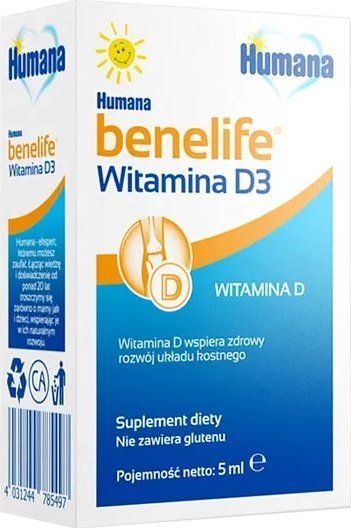 Humana Humana benelife Witamina D3 płyn 400j.m. 5ml - Długi termin ważności! 1