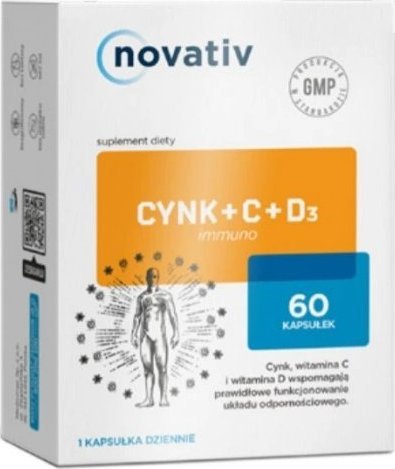 Medicinae Novativ Cynk + C + D3 Immuno, 60 kapsułek - Długi termin ważności! 1