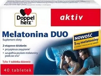 Queisser Doppelherz aktiv, Melatonina DUO, 40 tabletek - Długi termin ważności! 1