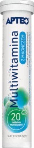 Synoptis Pharma Apteo Multiwitamina z magnezem smak pomarańczowy, 20 tabletek musujących - Długi termin ważności! 1