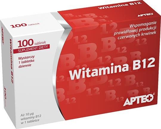 Synoptis Pharma Apteo Witamina B12 100 tabletek - Długi termin ważności! 1