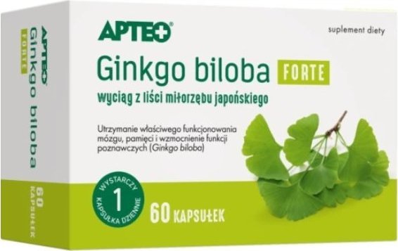 Synoptis Pharma Apteo Ginkgo biloba Forte, 60 kapsułek - Długi termin ważności! 1