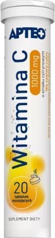 Synoptis Pharma Apteo Witamina C 1000 mg o smaku cytrynowym, 20 tabletek - Długi termin ważności! 1