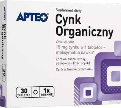 Synoptis Pharma Apteo Cynk organiczny, 30 tabletek - Długi termin ważności! 1