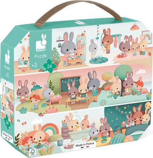 Janod Janod Puzzle w walizce Jeden dzień 24 elementy 3+ Made in France 1