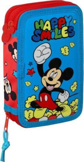 Piórnik Mickey Mouse Clubhouse Piórnik Podwójny Mickey Mouse Clubhouse Happy Smiles Czerwony Niebieski (12.5 x 19.5 x 4 cm) (28 pcs) 1