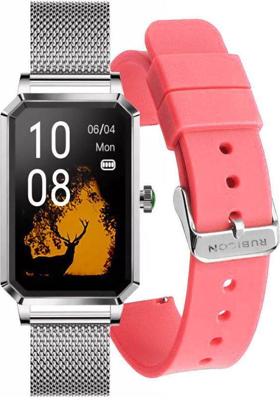 Smartwatch Rubicon RNCE86 Srebrny + różowy pasek 1