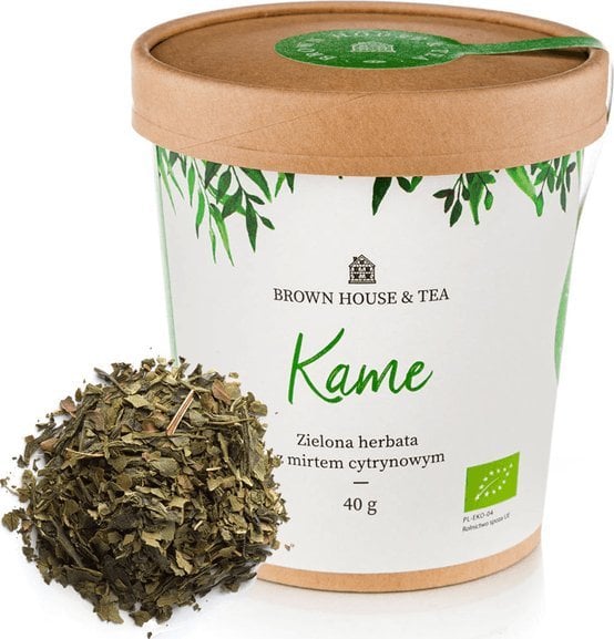 Brown House & Tea Kame - organiczna zielona herbata sencha z mirtem cytrynowym, 40 g 1