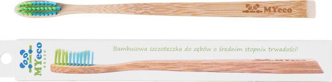 MYECOBRUSH (szczoteczki) SZCZOTECZKA DO ZĘBÓW BAMBUSOWA SLIM ZIELONO - NIEBIESKA O ŚREDNIM STOPNIU TWARDOŚCI - MYECOBRUSH 1