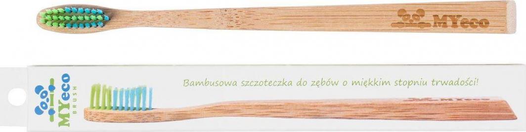 MYECOBRUSH (szczoteczki) SZCZOTECZKA DO ZĘBÓW BAMBUSOWA SLIM ZIELONO - NIEBIESKA MIĘKKA - MYECOBRUSH 1