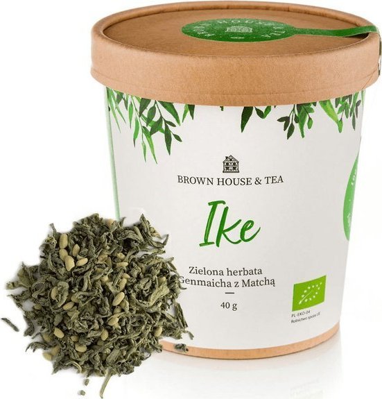 Brown House & Tea Ike - organiczna zielona herbata z prażonym ryżem i matchą, 40 g 1