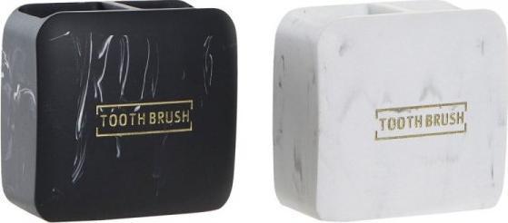 DKD Home Decor Stojak na szczoteczki do zębów DKD Home Decor Czarny Biały Żywica (10,5 x 6,5 x 10 cm) (2 Sztuk) 1