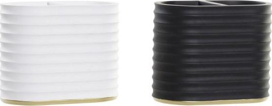 DKD Home Decor Stojak na szczoteczki do zębów DKD Home Decor Czarny Biały Żywica (13,5 x 7,5 x 11 cm) (2 Sztuk) 1