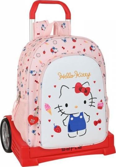 Hello Kitty Torba szkolna z kółkami Hello Kitty Happiness Girl Różowy Biały (33 x 42 x 14 cm) 1