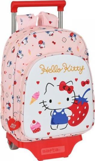 Hello Kitty Torba szkolna z kółkami Hello Kitty Happiness Girl Różowy Biały (26 x 34 x 11 cm) 1