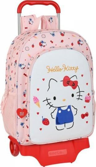 Hello Kitty Torba szkolna z kółkami Hello Kitty Happiness Girl Różowy Biały (33 x 42 x 14 cm) 1