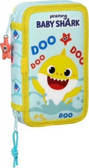 Piórnik Baby Shark Piórnik Podwójny Baby Shark Beach Day Żółty Jasnoniebieski (12.5 x 19.5 x 4 cm) (28 pcs) 1