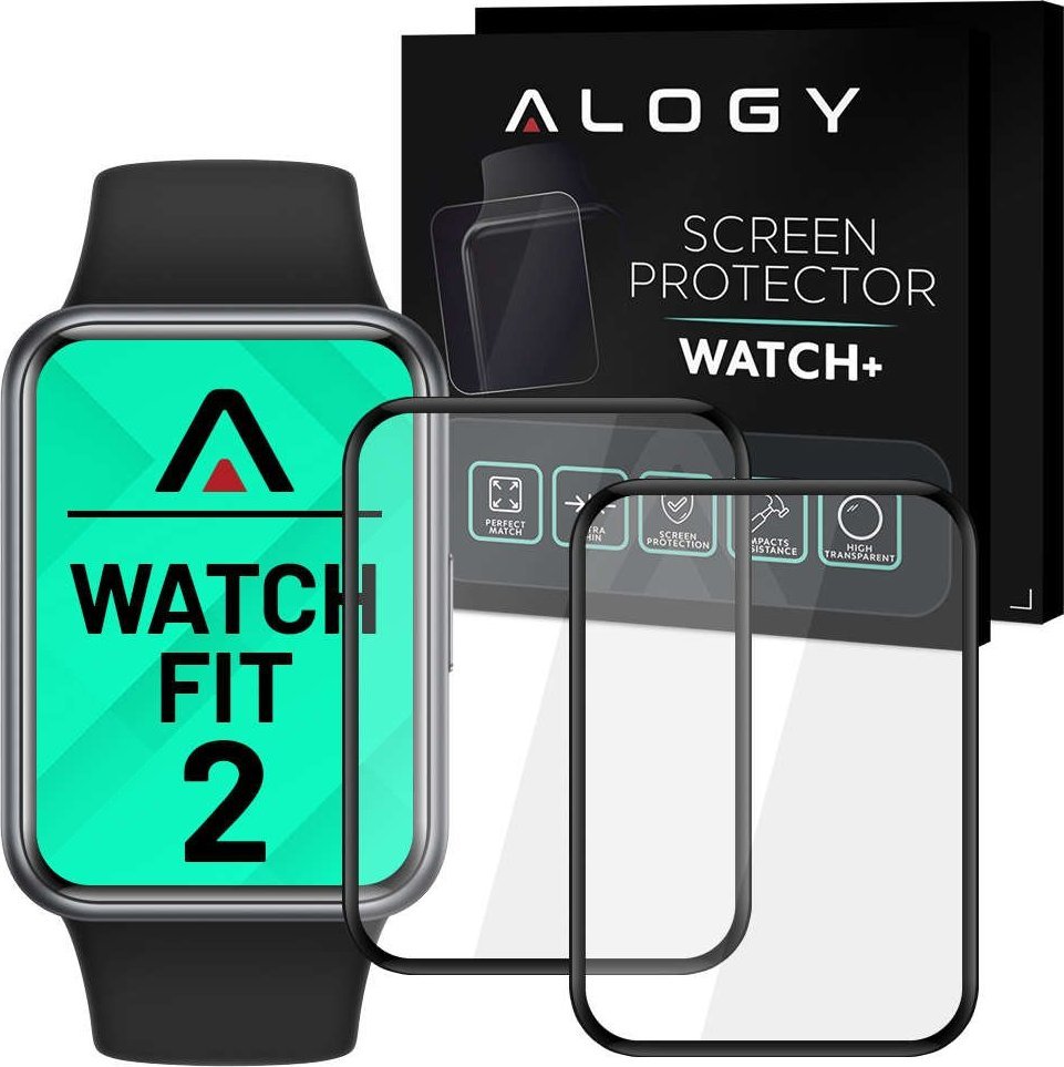 Alogy Alogy 2x Szkło na smartwatch elastyczne 3D do Huawei Watch Fit Black uniwersalny 1