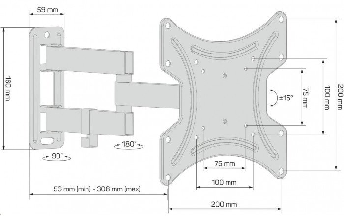 Connect IT CONNECT IT nástěnný držák na obrazovky 13-37", záruka 30 let, ČERNÝ 1