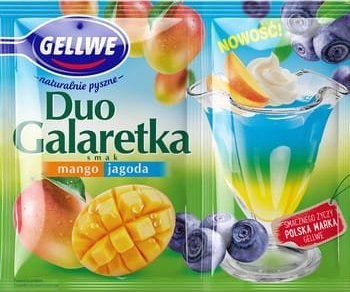 Gellwe Gellwe Duo Galaretka smak mango jagoda 75 g (50 g + 25 g) 1