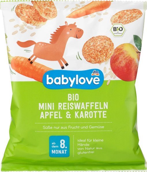 Babylove Babylove BIO Wafelki Ryżowe z Marchewką i Jabłkiem 1