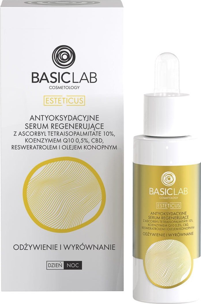 Basiclab BasicLab Antyoksydacyjne Serum Regenerujące z Wit. C 10%, Koenzymem Q10 0,5%, CBD, Resweratrolem 30 ml 1